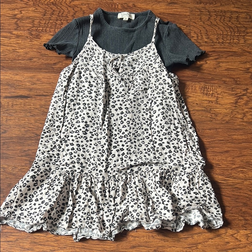 Stylish Black and White Leopard Print Kids Dress girls Jessica Simpson size 6x